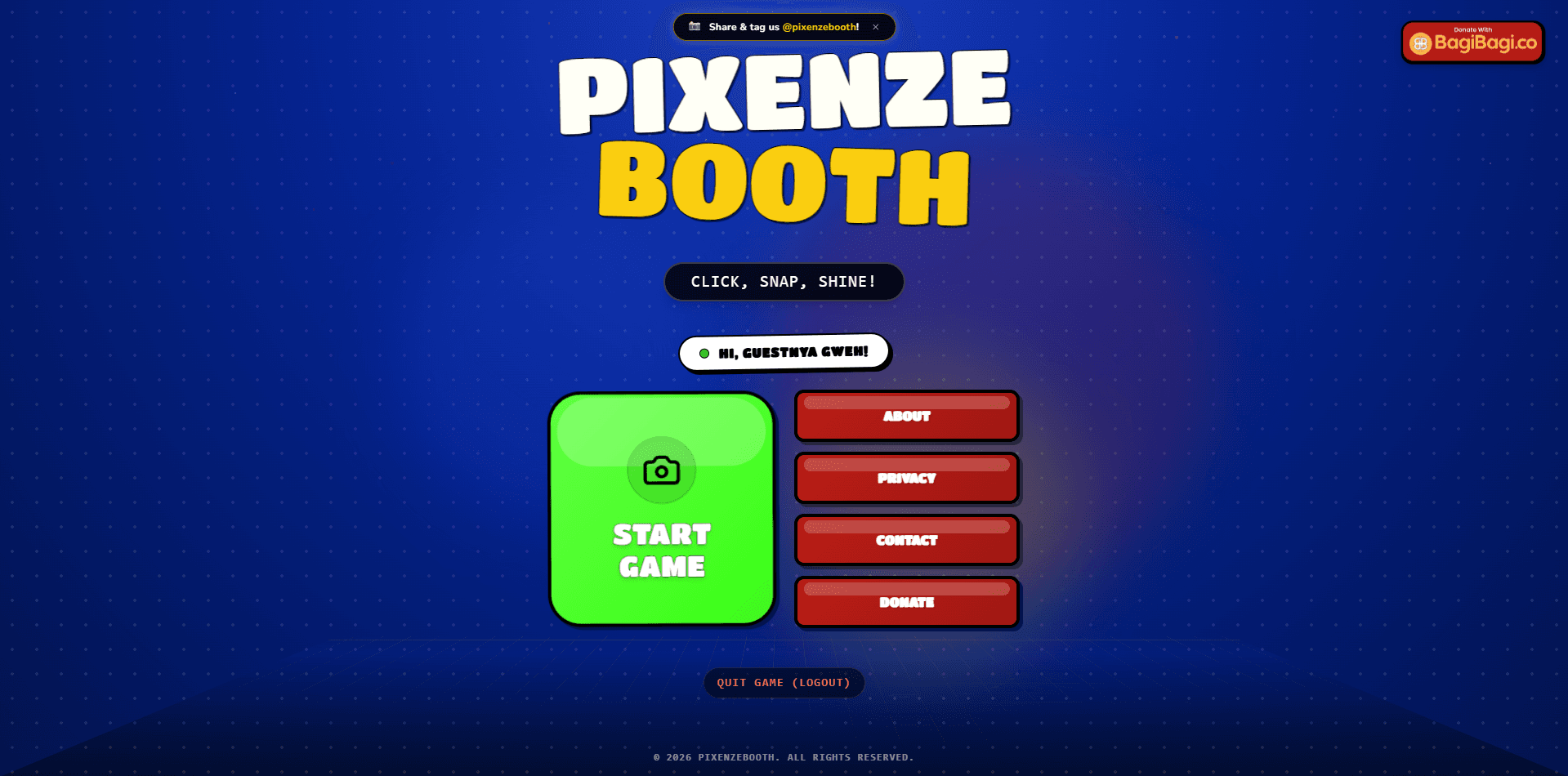 PixenzeBooth - Free Online Photobooth