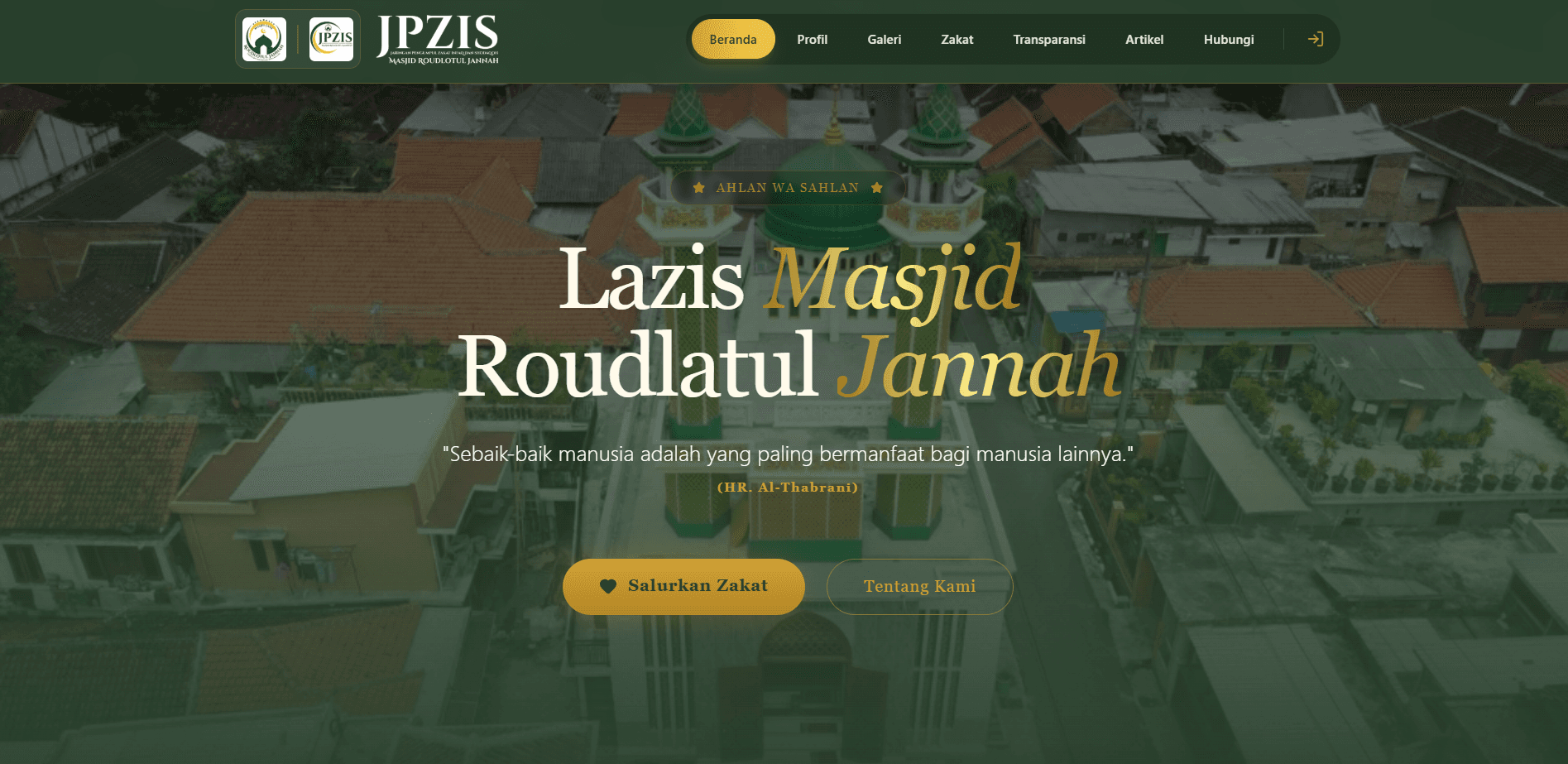 Website JPZIS Sistem Informasi Zakat, Infaq, dan Shadaqah